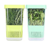 LAWNFUL 2 Pack Fresh Herb Keeper for Refrigerator, Clear BPA-Free Herb Saver, Storage Container for Cilantro, Parsley, Thyme, Mint & Asparagus, Preserver Keeps Fresh Herbs for 3 Times Longer