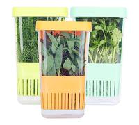 LAWNFUL 3 Pack Fresh Herb Keeper for Refrigerator, Clear BPA-Free Herb Saver, Storage Container for Cilantro, Parsley, Thyme, Mint & Asparagus, Preserver Keeps Fresh Herbs, Green & Blue & Orange