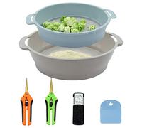 LAWNFUL Trimming Tray KIT: Trimming Tray with Screen + Curved & Straight Blade Trim Scissors + Illuminated Loupe, Sturdy Trim Bin