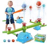 LawnIdyll Water Sprinkler Baseball Toy, 5 in 1 Water Sprinkler for Kids Summer Outdoor T-Ball with 3 Jets, 3 Baseballs, 1 Retractable, Hedgehog Baseball Sprinkler Toy, Summer Backyard Lawn Pool Game