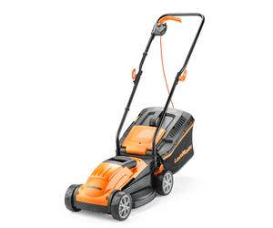 LawnMaster 1200W Electric Lawn Mower with 32cm cutting width, ideal for small lawns. With 5 adjustable cutting heights and rear roller for striped