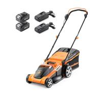 LawnMaster 48V Cordless 41cm Lithium-Ion Lawnmower w/ Batteries & Fast Chargers