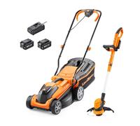 LawnMaster 24V 34cm Cordless Lawnmower with grass trimmer - Orange