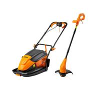 LawnMaster 1500W 33cm Electric Hover Mower with Grass Collection Box and Strimmer Set (350W 2-in-1 Grass Trimmer and Edger) 2 Year Guarantee