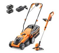 LawnMaster 24V 34cm Cordless Lawnmower with grass trimmer - Orange