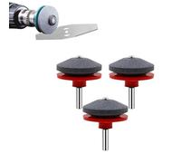 Lawnmower Blade Sharpener, Lawn Mower Blade Sharpener Tool Kit, Heavy Duty Garden Tool Sharpener, for Rotary Lawn Mower, Lawn Edgers, Spades, Hoes, Axes, Power Drill Hand Drill, 3pcs (red)