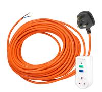 Lawnmower Power Cable 12 Metre Mains Lead + RCD Safety Plug Trip Switch Adaptor