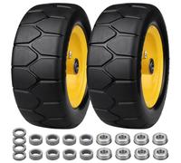 Lawnmower Tyres 11 x 4-12.7 cm, Solid Tyres and Wheels with 3/4 Inch or 5/8 Inch and 1/2 Inch Precision Bearings, Flat Wheels with 3.4 to 5.6 Inch Center Hub for Lawnmowers