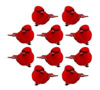 Lawnoval Artificial Red Birds with Clips for Tree Decoration During the Holidays, 10 Count (C)