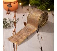Lawnoval Christmas Linen Ribbon for Tree Wreath Decoration, Rustic Burlap with Wire Edge for Holiday Crafts, Festive Home Décor, Indoor Outdoor Use(B)