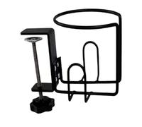 Lawnoval Clip-On Cup Holder for Chairs, Desks and Wheelchairs - Metal Beverage Holder with for Large Capacity for Cans and Bottles, Black