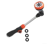 Lawnoval Gardening Watering Tool with 3/4" Threaded Inlet, 47cm ABS Irrigation Sprayer for Flowers Lawns Car Washing Multi Angle Adjustable Black Silver(with Gaskets)