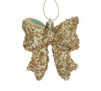 Lawnoval Holiday Hanging Ornament Pendant with 3D Snowflake Bow and Glitter Highlights, Plastic Construction for Christmas Tree and Window Decor (Bowknot)