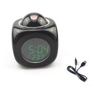 Lawnoval LED Projection Alarm Clock Featuring Adjustable Angle, Voice Time Reporting, Snooze Function and Dual Power Options(black+USB)