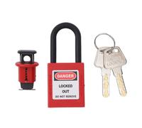 Lawnoval Miniature Circuit Breaker Safety Lockout Padlock with Nylon Insulating Shackle for Electrical Equipment Isolation, Red/Black, 18x41mm, 2 Keys