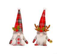 Lawnoval Pair of Plush Holiday Gnomes with Red Buffalo Check Pattern, Decorative Christmas Dolls for Enhancing Warmth and Festive Feel at Home