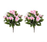 Lawnoval Realistic Artificial Impatiens Bouquet 2 Pack, 38cm Silk Flowers for Indoor Outdoor Wedding Party Home Decoration, No Watering(Pink)