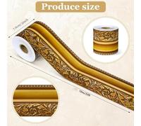 Lawnoval Retro Gold Border Bulletin Board Sticker Roll, Self-Adhesive Waterproof PET Frame for Living Room, Bathroom, Bedroom Decor, 8 x 5 x 5 cm