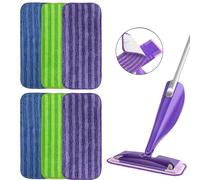 Lawnoval Reusable Microfiber Mop Pads Refills Compatible for Swiffer WetJet Hardwood and Floor Spray Mop, Washable Up to 100 Times for Cleaning Crumbs Dust Pet Hair, Purple/Green/Blue