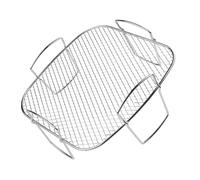Lawnoval Stainless Steel Air Fryer Grill Rack Basket Square Accessory with Handle, 21cm, Compatible with Air Fryers, Ovens, Steamers and Dehydrators, Silver
