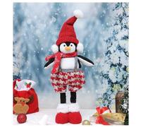 Lawnoval Stretchable Christmas Penguin Plush Toy Red Gray Hat Decor Style Holiday Present