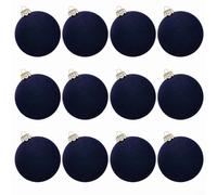 Lawnoval Velvet Christmas Balls 12 Pcs, 6cm Soft Ornaments for Tree Wall Window Decor, Holiday Decoration Set with Hanging Loops(Pure blue)