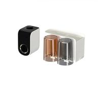 Lawnoval Wall Mount Toothbrush Holder with Automatic Toothpaste Dispenser, Large Capacity Tray for Bathroom, for Black/White (Random Cup Color), ABS+PS, 11x7x6.5cm to 32x11.6x6cm