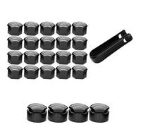 Lawnoval Wheel Nut Cap for Opel and for BMW 17mm, Black Plastic Wheel Bolt Cover Studs Trims 24 Pack with Locking Caps and Removal Tool