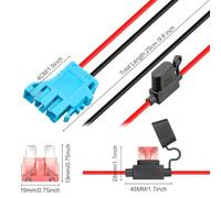 Lawnoval Wiring Harness Connector 12AWG with 40A Fuse for Peg Perego 12V SLA and Lithium Battery Ride-On Toys 4 Pin ABS