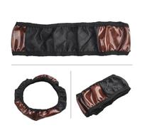 Lawnoval Wood Grain Faux Leather Steering Wheel Cover for 14.5 to 15.5 Inch Diameter Cars, Black, Imitation Leather, Enhanced Grip & Temperature Insulation