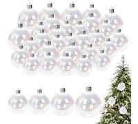 Lawnrden 16PCS Clear Christmas Ornaments Balls, 1.2/1.6/2.0/2.4" Plastic Iridescent Ornaments Balls, Decorative Hanging Iridescent Christmas for DIY Xmas Party Birthday Wedding Decor|Ball