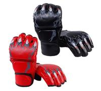 Lawnrden 2 Pairs Boxing Gloves, Breathable Half-Finger Grappling Gloves, Adjustable Training Mitts for Muay Thai, Kickboxing, Sparring| Grappling
