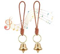 Lawnrden 2Pcs Christmas Bells Vintage Brass Hanging Bell with Rope, Decorative Clear Ringing Sound Suitable Home Garden Christmas| Brass Bells