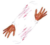 Lawnrden 2PCS Halloween Hands 21 Inch Severed Arm with White Cloth Sleeve Scary Realistic Halloween Body Parts for Haunted House Party Decor, Style 1| Body Parts