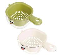 Lawnrden 2PCS Small Fruit Colander, Fruit Rinser Strainer Container Dual-Layer Vegetable Cutting And Draining Basket, Watermelon Bowl With Strainer For Mini Berry And Tomato Grape Washer