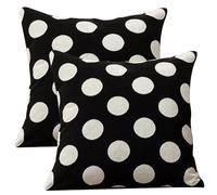 Lawnrden 2Pcs Throw Pillow Covers, Polka Dot Black and White Pillow Covers 18x18 Plush with Hidden Zipper Modern Decorative Cushion for Sofa Couch Home Decor