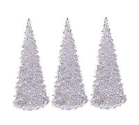 Lawnrden 3Pcs Lighted Christmas Tree Colorful LED Acrylic Table Top Christmas Trees Holiday Decoration Set of 3 Light Up Glitter Tabletop Figurine|Night light