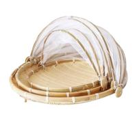 Lawnrden 3PCS/Set Food Covers for Outside Mesh Natural Woven Round Food Tent Dustproof Collapsible Outdoor Covers for Kitchen Vegetable Fruits Bread Storage, Cover