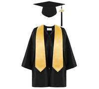 Lawnrden 3PCS/Set Kindergarten Graduation Cap and Gown, Preschool Graduation Cap and Gown with Stole for Kids Ceremonies, Fits Height 3'9" - 3'11", Black, Kindergarten and