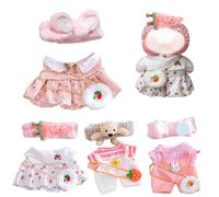 Lawnrden 4 Set Clothes for Stuffed Animals for 12'' Plush Duck Kawaii Baby Doll Clothes Set with Watermelon, Bunny and Bear Themes DIY Duck Doll for Girls|