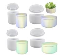 Lawnrden 4PCS Cup Shape Candle Jar Silicone Mold with Lid, Handmade Storage Bowl Resin Mould, Flower Pot Vase Concrete, DIY Plaster Cast Cement Rings Jewelry Storage Box Mold