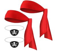 Lawnrden 4PCS Pirate Costume Includes 2PCS 39x2 Pirate Bandana and 2PCS Skull Eye Patch, Funny Accessories for Halloween Masquerade Cosplay Party| Accessories