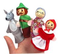 Lawnrden 4Pcs/Set Hand Puppets for Kids, Little Red Riding Hood Hand Puppets Toy Interactive Role Playing Cartoon Puppet Theater for Kids Toddler Gifts Storytelling| Puppet Theater for