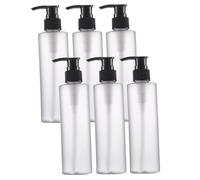 Lawnrden 6Pcs 200ml Empty Refillable Brown Plastic Pump Dispenser Bottles Jars Container for Conditioner Body Wash Hair Gel Liquid Hand Soap DIY Lotion's and Massage Oil's