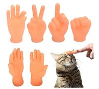 Lawnrden 6Pcs Mini Hand Pet Cat Petting Vinyl Tiny Hands Little Finger Puppets Rock-Scissors Toys for Cat Dog Pets Playtime, Foam Finger