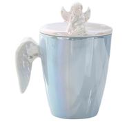 Lawnrden Angel Ceramic Shaped Handle Mug, Angel Mug Ceramic Wing Stylish Pearlistic White Winged Coffee Good Omens for Afternoon Tea Home Office, Gifts for Girl Women