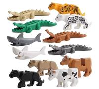 Lawnrden Animal Toys 12Pcs Flexible Zoo Animal Figurines Include Crocodile Leopard Ox Shark Plastic Educational Toys for Kids Toddlers|Stacking Blocks