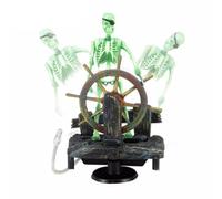 Lawnrden Aquarium Pirate Captain Decoration, 1PC Aquarium Ornament Pirate Captain Fish Tank Ornaments Aquatic Landscape Decorations Air-driven Active Skeleton For Fish Tank Decoration