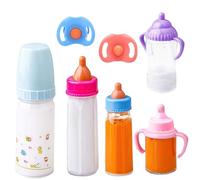 Lawnrden Baby Doll Bottles with Disappearing Milk, Baby Doll Bottles Set with Pacifiers Magic for Dolls with Disappearing Milk or Juice Simulation Dolls Accessories for Kids