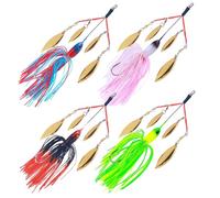 Lawnrden Bass Spinner Baits, Spinner Baits for Bass Fishing, 4PCS 22g Mirror-Reflective Spinnerbait Fishing Lures with Snakehead Skirt, Metal Lure